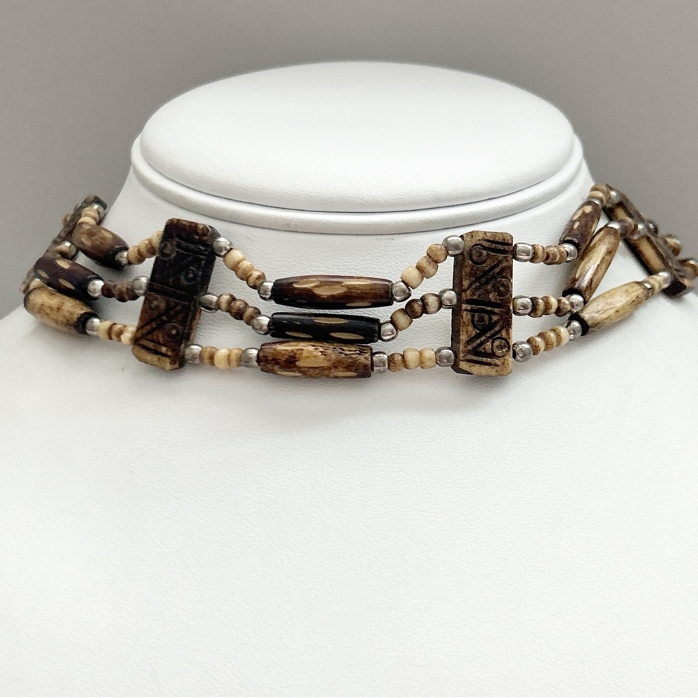 Vintage Horn Bone Bead Choker Necklace